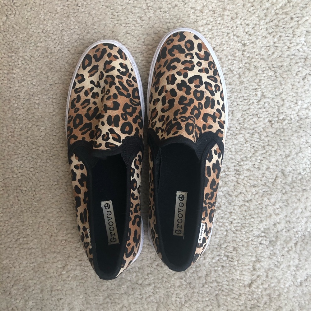 Leopard print slip on sneakers